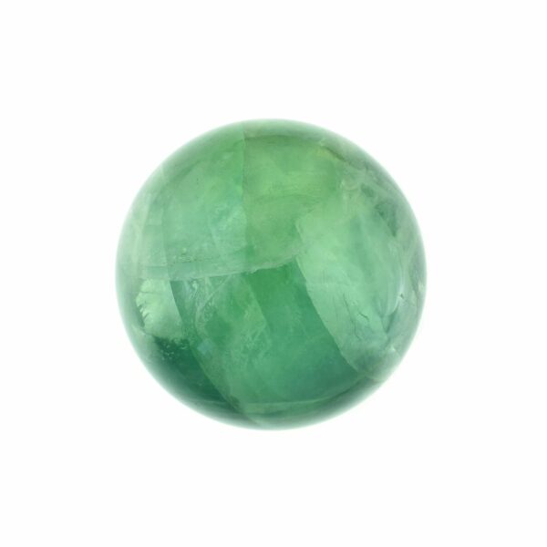 Polished 6cm diameter sphere made from natural fluorite gemstone. The sphere comes with a transparent plexiglass base. Buy online shop.