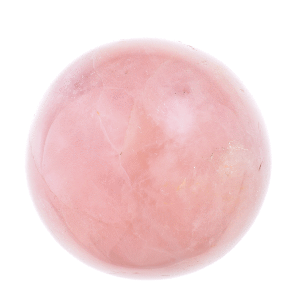 Γυαλισμένη σφαίρα από φυσική πέτρα ροζ χαλαζία, διαμέτρου 7cm. Η σφαίρα συνοδεύεται από μια plexiglass βάση γκρι χρώματος. Αγοράστε online shop.