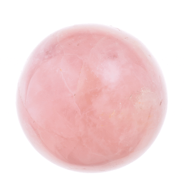 Polished sphere made of natural rose quartz crystal, with a diameter of 7cm. The sphere comes with a grey base made of plexiglass. Buy online shop.