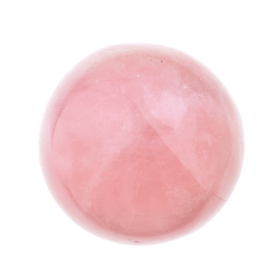 Polished sphere made of natural rose quartz crystal, with a diameter of 7cm. The sphere comes with a grey base made of plexiglass. Buy online shop.