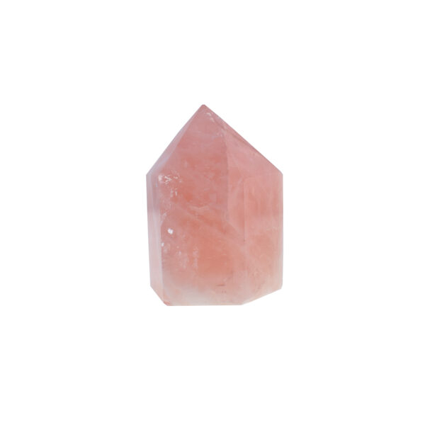 Natural polished rose quartz crystal point with a height of 7.5cm. Buy online shop.