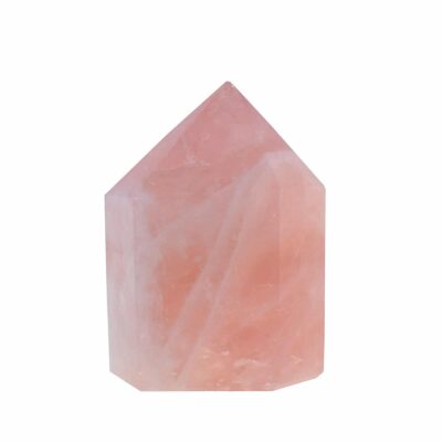 Natural polished rose quartz crystal point with a height of 7.5cm. Buy online shop.