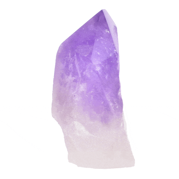 Natural amethyst crystal point with polished top and a height of 9.5cm. Buy online shop.