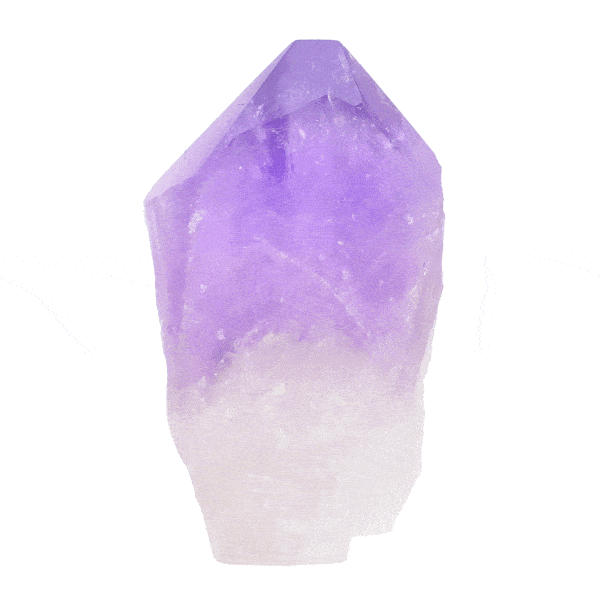 Natural amethyst crystal point with polished top and a height of 9.5cm. Buy online shop.