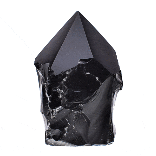 Point made of natural obsidian gemstone, with polished top and a height of 9.5cm. Buy online shop.