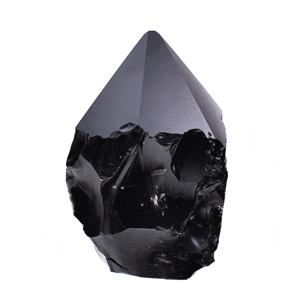 Point made of natural obsidian gemstone, with polished top and a height of 9.5cm. Buy online shop.