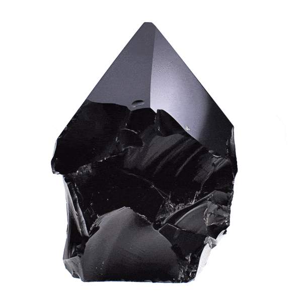 Point made of natural obsidian gemstone, with polished top and a height of 9.5cm. Buy online shop.