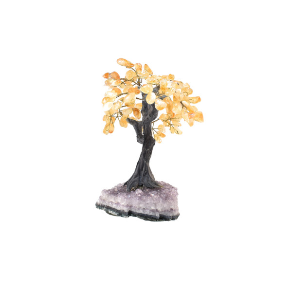 Tree with naturals stones made of amethyst and citrine quartz. Decorative stone, the perfect gift. Buy online from our eshop.