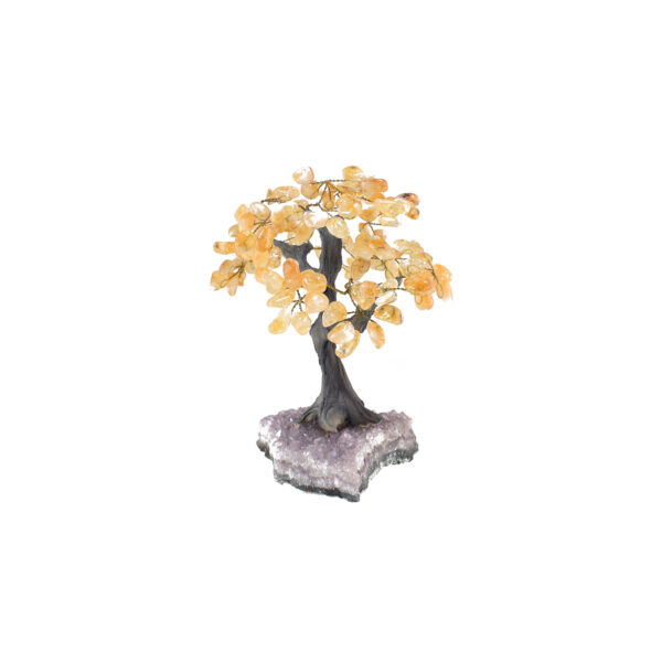 Tree with naturals stones made of amethyst and citrine quartz. Decorative stone, the perfect gift. Buy online from our eshop.