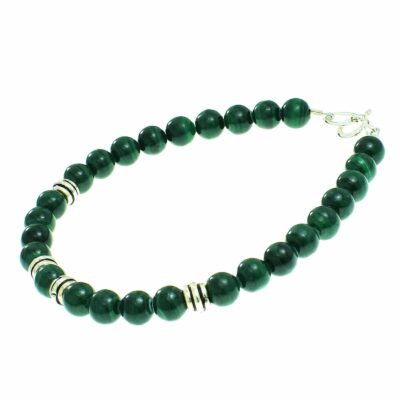 Bracelet with Malachite gemstones and sterling silver