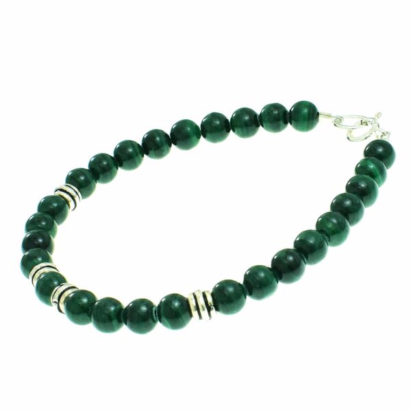 Bracelet with Malachite gemstones and sterling silver - Image 2