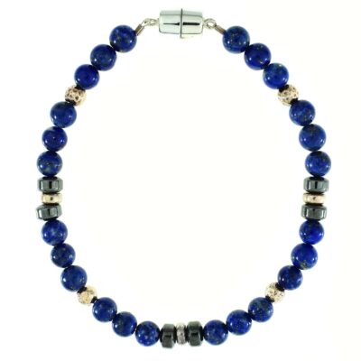 Bracelet with lapi lazuli and hematite gemstones