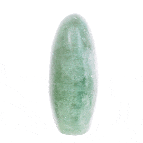 Polished piece of natural fluorite gemstone, with a height of 7cm. Buy online shop.