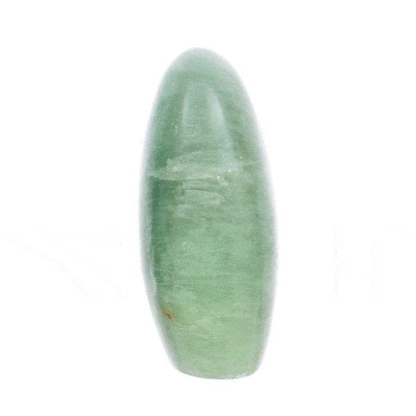 Polished piece of natural fluorite gemstone, with a height of 7cm. Buy online shop.