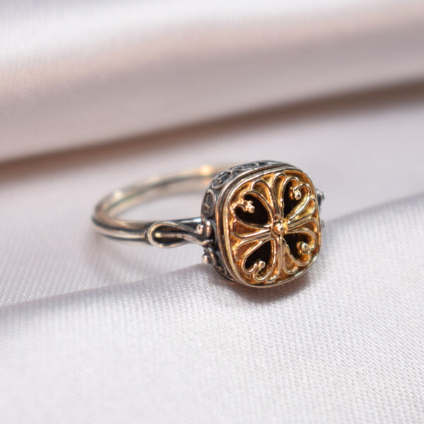 Byzantine ring of silver 925 in square shape - Image 3