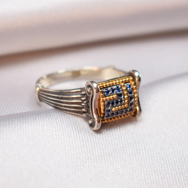 Byzantine ring with the symbol of Meander made of silver 925 - Image 4