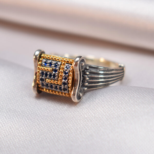 Byzantine ring with the symbol of Meander made of silver 925 - Image 3