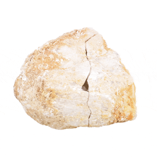 Natural geode of crystallized calcite gemstone, splited in half. The geode has a size of 10cm. Buy online shop.