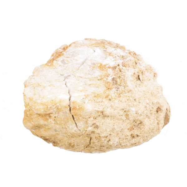 Natural geode of crystallized calcite gemstone, splited in half. The geode has a size of 10cm. Buy online shop.