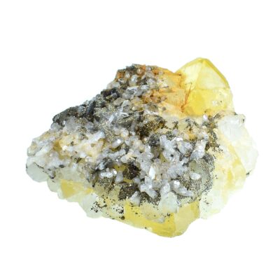 Fluorite with Quartz and crystals of Pyrite 9cm