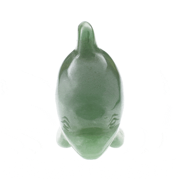 Natural Aventurine gemstone, carved in the shape of a dolphin. Buy online shop.