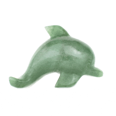 Natural Aventurine gemstone, carved in the shape of a dolphin. Buy online shop.