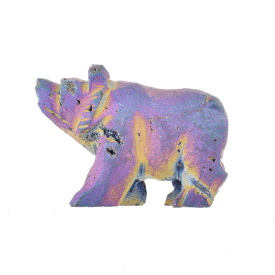 Φυσική πέτρα οξειδωμένου Αχάτη με κρύσταλλα Χαλαζία, σκαλισμένη στη μορφή αρκούδας. Αγοράστε online shop.