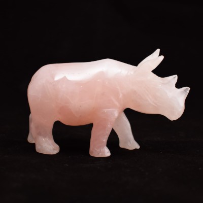 Rhinoceros made of rose quartz, decorative stone, ideal for decoration, buy online shop