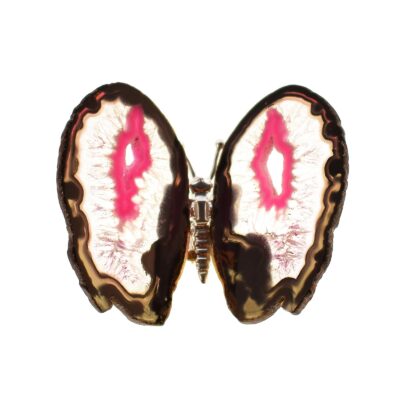 Agate butterfly gemstone with crystal quartz 8cm