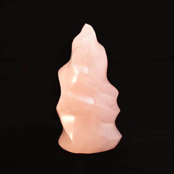 Polished 14cm piece of natural rose quartz flame gemstone. Buy online shop. 