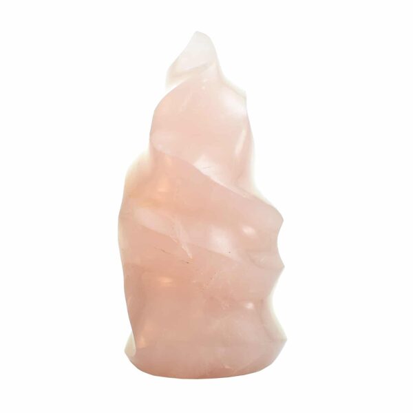 Polished 14cm piece of natural rose quartz flame gemstone. Buy online shop. 