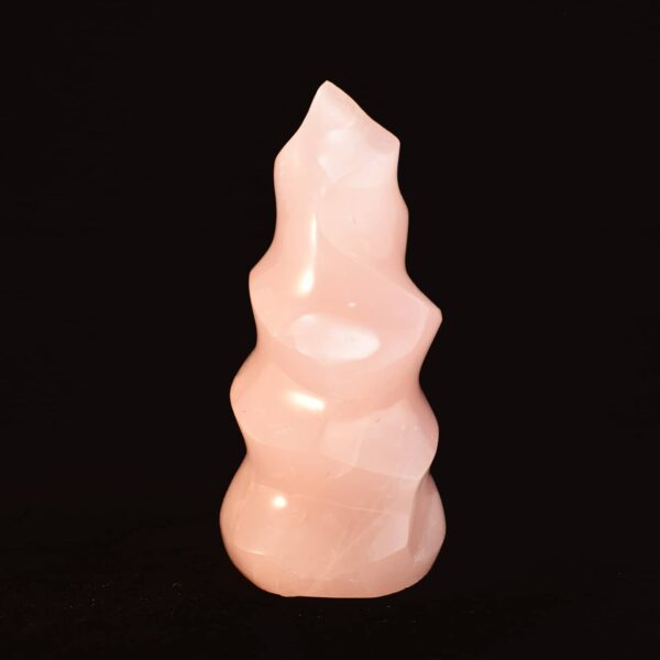 Polished 14cm piece of natural rose quartz flame gemstone. Buy online shop. 