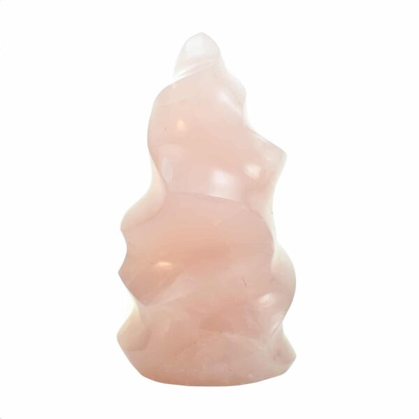 Polished 14cm piece of natural rose quartz flame gemstone. Buy online shop. 