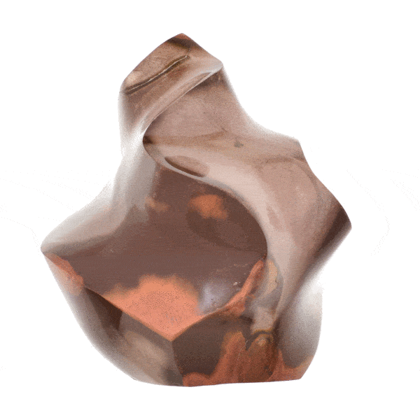 Natural Ocean Jasper gemstone, carved in the shape of a flame, with a height of 11cm. Buy online shop.