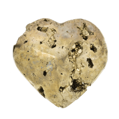 Heart made of natural pyrite gemstone, with a size of 5.5cm. Buy online shop.