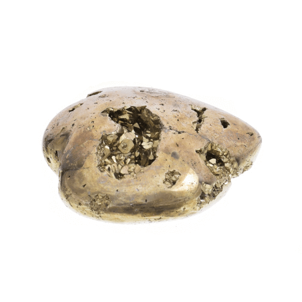 Heart made of natural pyrite gemstone, with a size of 5.5cm. Buy online shop.