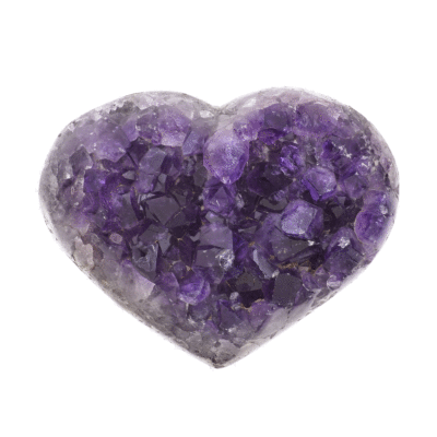 Natural amethyst gemstone in a heart shape, with a size of 10.5cm. Buy online shop.