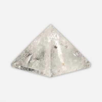 Polished 5cm pyramid made from natural crystal quartz. Buy online shop.