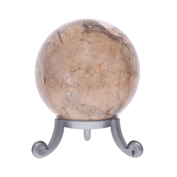 Sphere made of natural smoky quartz crystal with a diameter of 5.5cm. The sphere comes with a grey plexiglass base. Buy online shop.