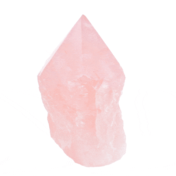Natural rose quartz gemstone point with polished top and a height of 7cm. Buy online shop.