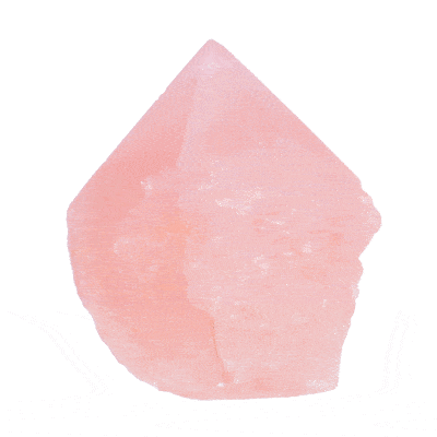 Natural rose quartz gemstone point with polished top and a height of 7cm. Buy online shop.