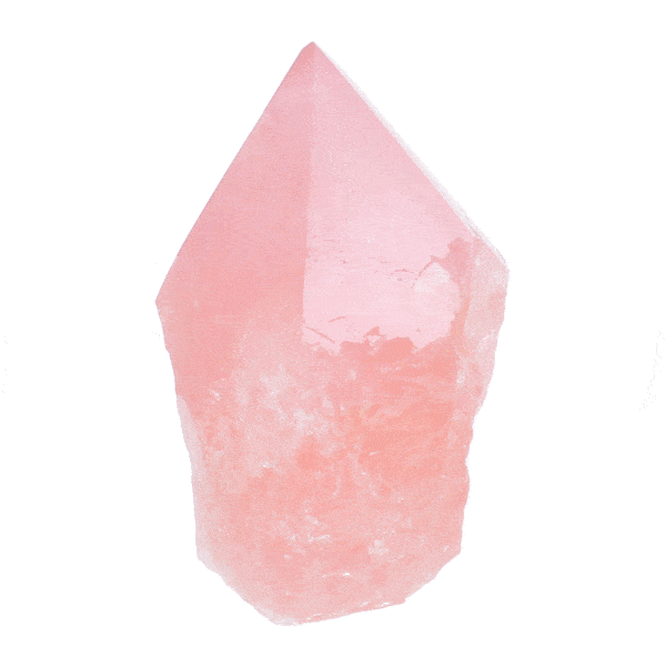 Natural rose quartz gemstone point with polished top and a height of 7cm. Buy online shop.