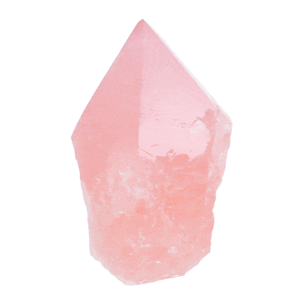 Natural rose quartz gemstone point with polished top and a height of 7cm. Buy online shop.