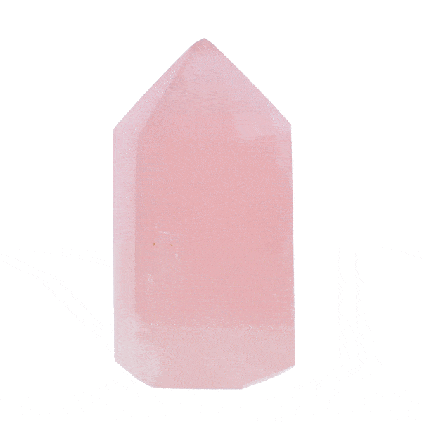 Point made of natural polished rose quartz gemstone, with a height of 7cm. Buy online shop.