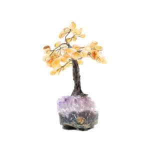 Tree with natural stones made of amethyst and citrine quartz. Decorative stone, the perfect gift. Buy online from our eshop.