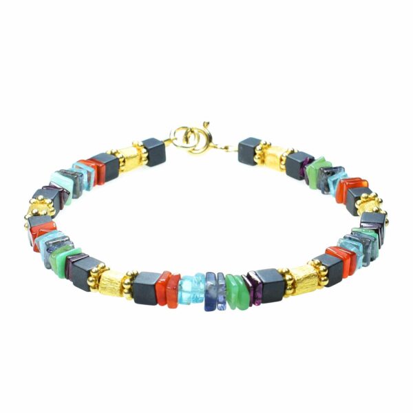 Bracelet made of gold plated sterling silver and different stones - Image 4