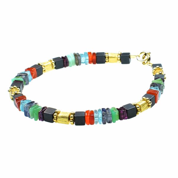 Bracelet made of gold plated sterling silver and different stones - Image 3