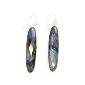 Long earrings made of Labradorite and silver 925 (sterling silver). Buy online shop.