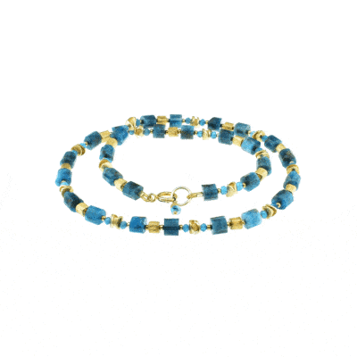 Handmade necklace made of Apatite and elements made of gold plated sterling silver. Buy online shop.