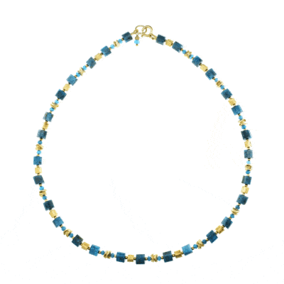 Handmade necklace made of Apatite and elements made of gold plated sterling silver. Buy online shop.